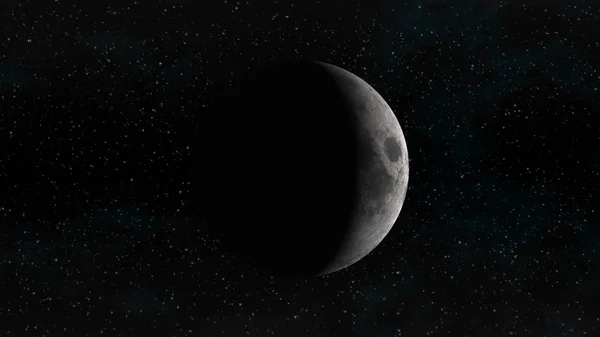 Mond in zunehmender Mondsichelphase vor Sternenhintergrund — Stockfoto