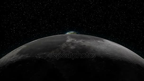 Terra subindo sobre o horizonte lunar — Vídeo de Stock