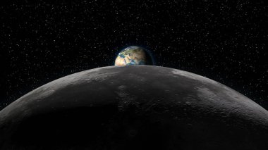 Earth rising over Moon horizon clipart