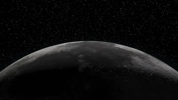 Orizzonte lunare con superficie parzialmente illuminata — Foto Stock