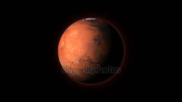 Planet Mars aus dem All gesehen, wie er sich um seine Achse dreht — Stockvideo