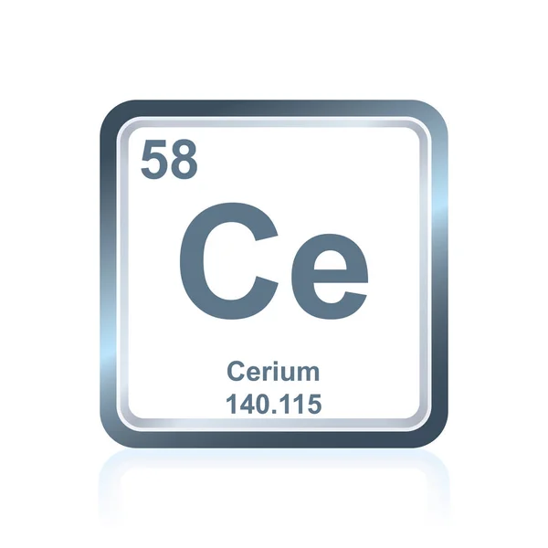 Elemento químico cerio de la tabla periódica — Archivo Imágenes Vectoriales