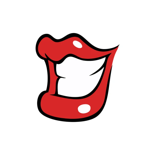 Bouche femelle souriante aux lèvres rouges — Image vectorielle