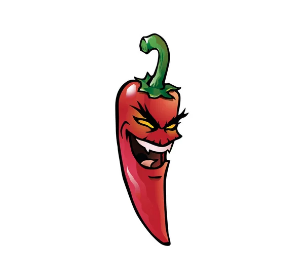 Evil red hot chili pepper — Stock Vector