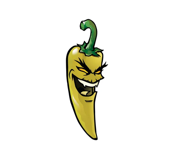 Evil yellow hot chili pepper — Stock Vector