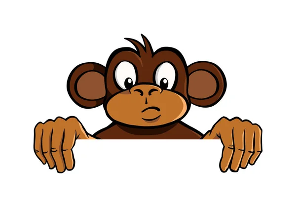 Curious monkey holding up an invisible frame — Stock Vector