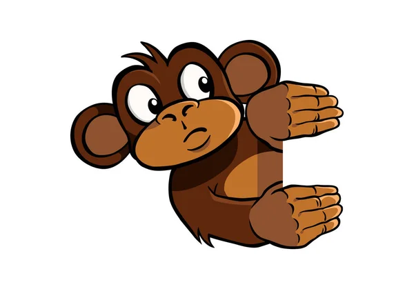 Περίεργο μαϊμού κρατώντας ένα αόρατο πλαίσιο — Διανυσματικό Αρχείο