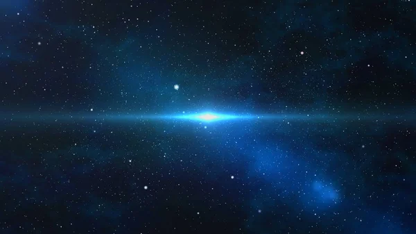 遠くに青い光が差し込む空間の美しい星景 — ストック写真