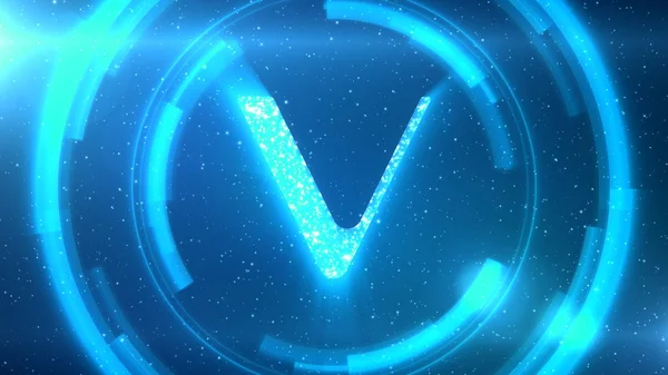 Symbol Blue Vechain na tle przestrzeni z elementami Hud. — Zdjęcie stockowe