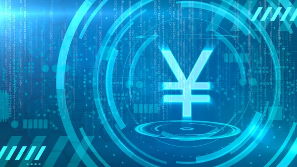 Yen symbol on a cyan HUD background. — Stock Photo, Image