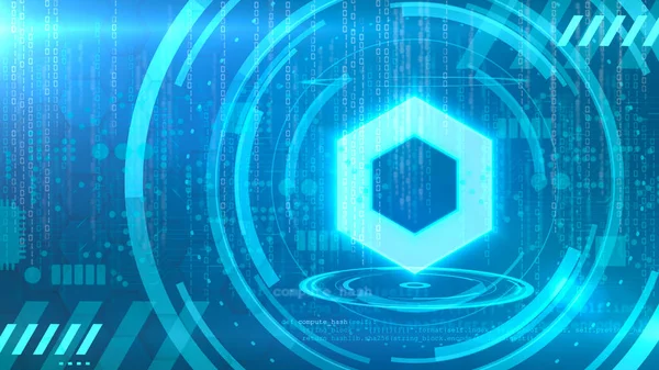 Σύμβολο chainlink σε φόντο cyan Hud — Φωτογραφία Αρχείου