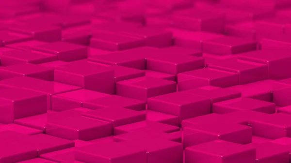 Rejilla de cubos rosados. Un tiro medio. Imagen de fondo generada por computadora 3D . — Foto de Stock