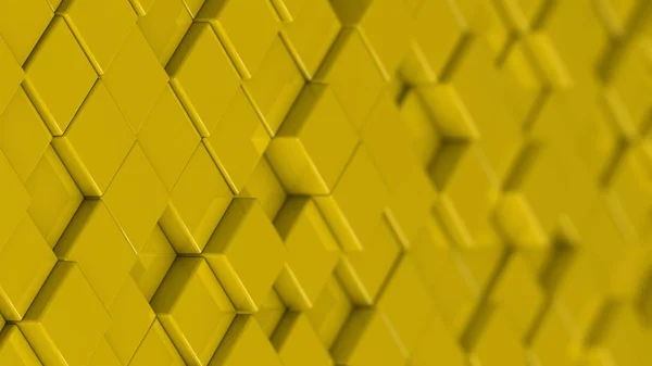 Grille de cubes jaunes. Un tir moyen. Image de fond générée par ordinateur 3D . — Photo