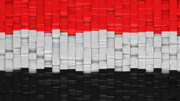 Jemeni zászló kockákból véletlenszerű mintában. — Stock Fotó