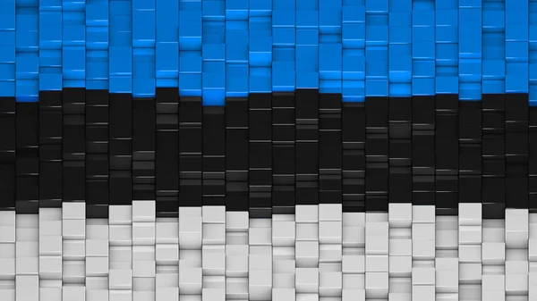 Drapeau estonien fait de cubes dans un motif aléatoire . — Photo