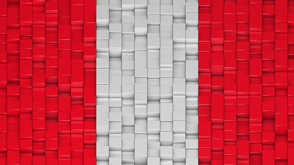 Bandeira civil peruana (sem brasão) feita de cubos em um padrão aleatório . — Fotografia de Stock