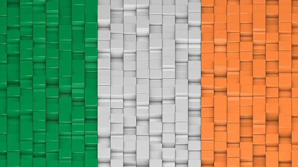 Drapeau irlandais fait de cubes dans un motif aléatoire . — Photo