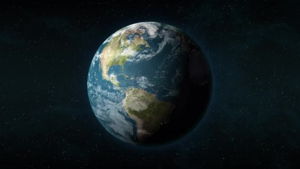 Planeta Tierra Visto Desde Espacio Acercándose Centrándose Chicago Illinois Animación — Vídeo de stock