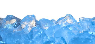 Pieces of crushed ice cubes on isolate white background.