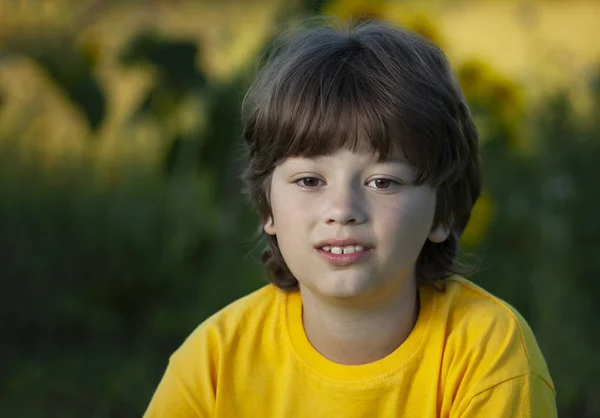 Anni Ragazzo Ritratti Nel Pomeriggio Estivo — Foto Stock