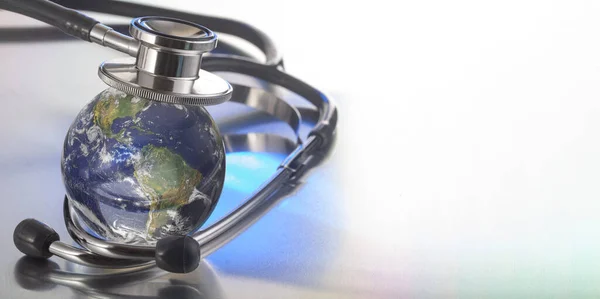 Παγκόσμια Ημέρα Υγείας Concept Stethoscope Globe — Φωτογραφία Αρχείου