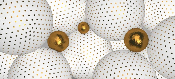 Gold and white balls background. 3D rendering — Stock Photo, Image