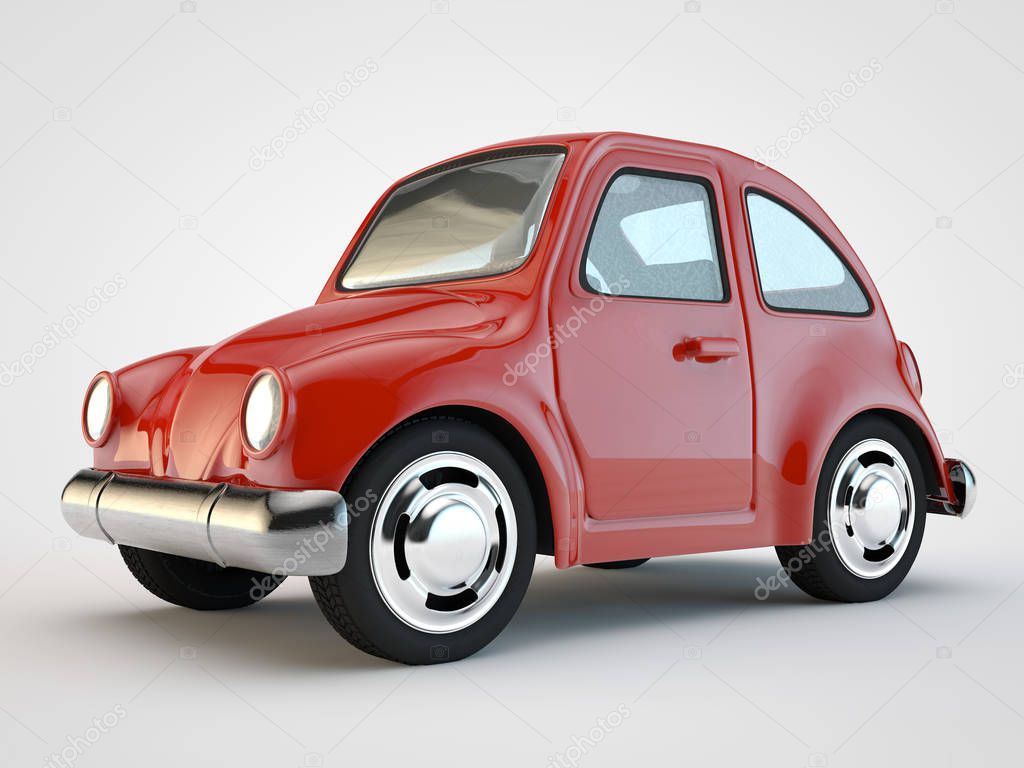 Red toy car. 3D rendering.