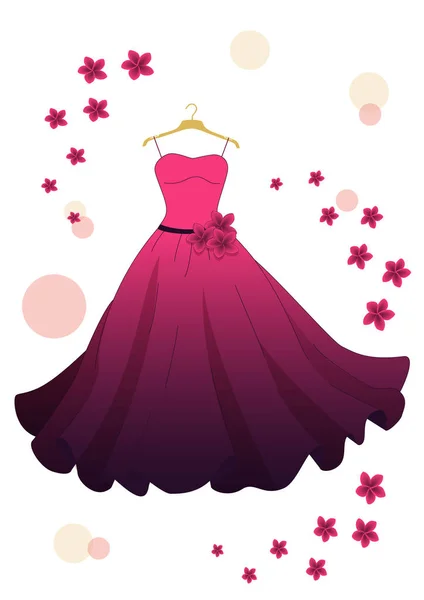 Pink evening dress — Stock Vector