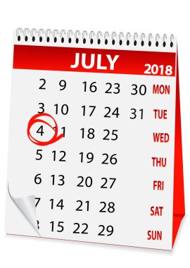 4 Temmuz 2018 için simge takvim