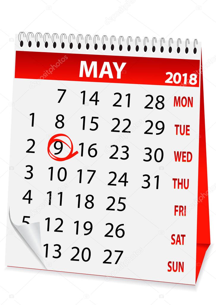 icon calendar for May 9 2018