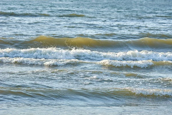 Sea waves close-up. Baltic Sea. The wave rolls ashore.