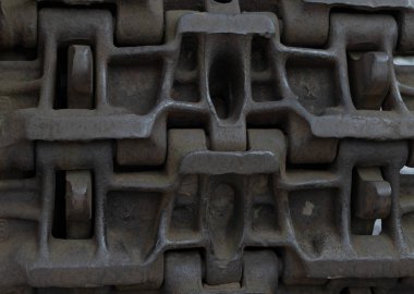 İkinci Dünya Savaşı 'nın tankının tırtılı. Yakın plan..