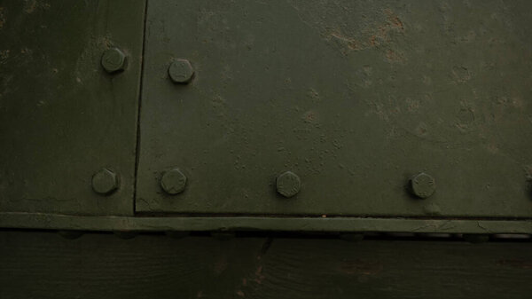 Armor of an old tank of the second world war. Close Up.