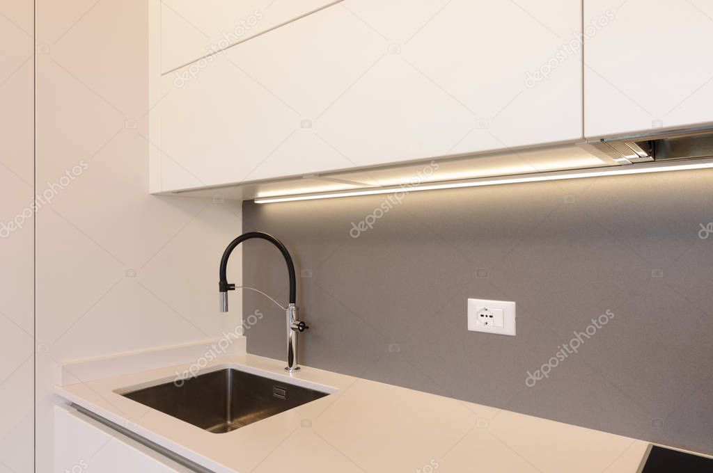 Modern white kitchen interior