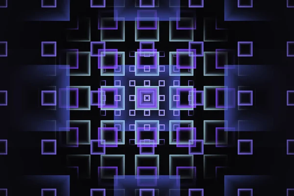 Abstract fractal design with purple and cyan gradient squares — Stock Photo, Image