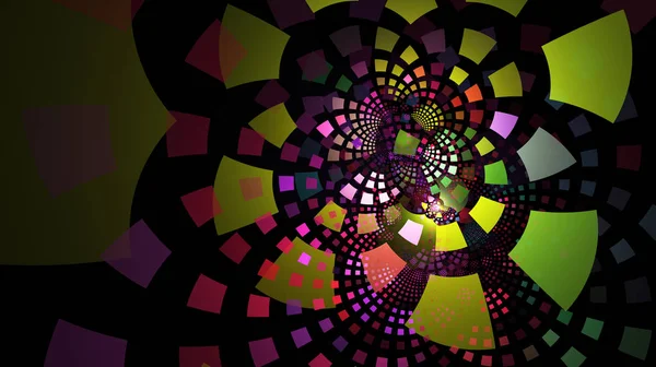 Baldosas fractales en colores neón curvándose en capas —  Fotos de Stock