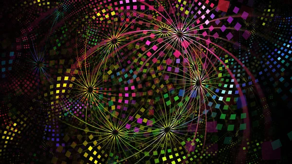 Abstracte fractal achtergrond met kleurrijke gebogen tegels — Stockfoto