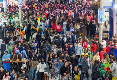 Cadılar Bayramı kutlama, Shibuya, Tokyo, Japonya