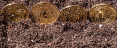 Popüler cryptocurrency dalgalanma madeni para, litecoin, ethereum ve bitcoin Bahçe topraklarında