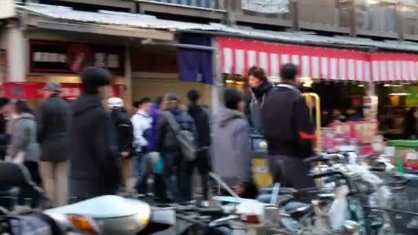 Merchant Workers Riding Motorised Carts Tsukiji Market Tokyo Japan — Stock Video