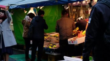 Turist ve gezginler Tsukiji Market, Tokyo, Japonya