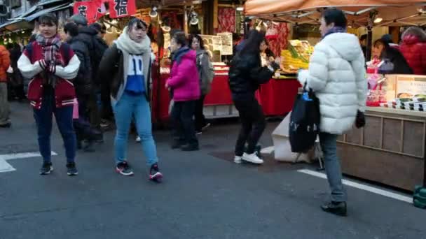 日本东京筑地市场的游客和旅客 — 图库视频影像