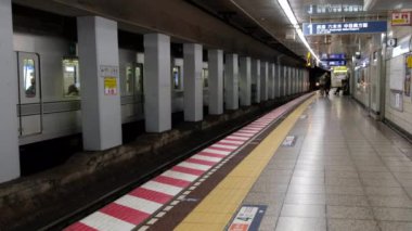 Commuters Tokyo Metro Metro istasyonu platformu