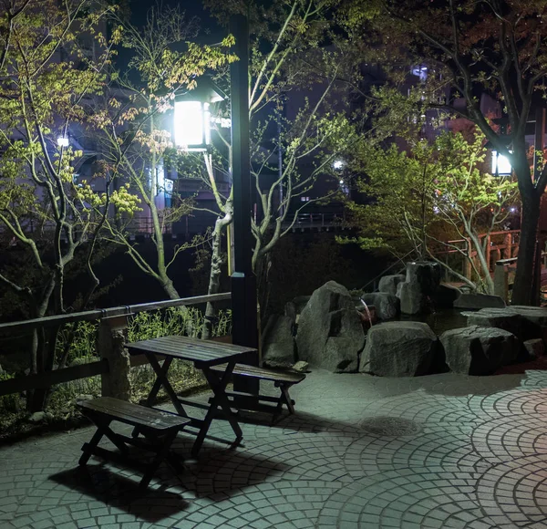 Tafel Stoelen Nawate Dori Matsumoto Stad Bij Nacht — Stockfoto