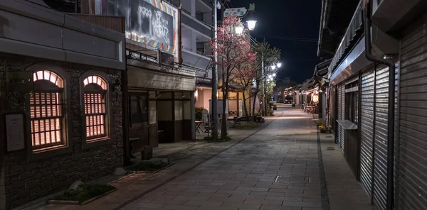Άδειο Nawate Dori Βάτραχος Οδός Στην Πόλη Του Ματσουμότο Νύχτα — Φωτογραφία Αρχείου