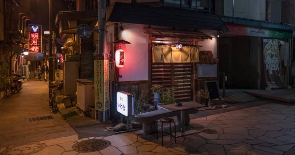 Üres Nawate Dori Vagy Béka Utca Matsumoto Város Éjjel — Stock Fotó