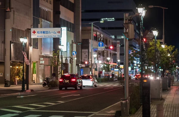 Matsumoto Straten Van Stad Nachts Japan — Stockfoto