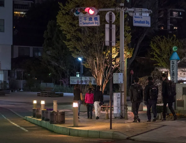 松本市夜の通りの人々 — ストック写真