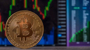 Bitcoin karşı bulanık grafik arka planı