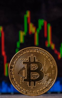 Bitcoin karşı bulanık grafik arka planı